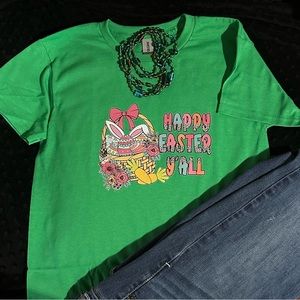 Happy Easter Yall- green t shirt size youth small
